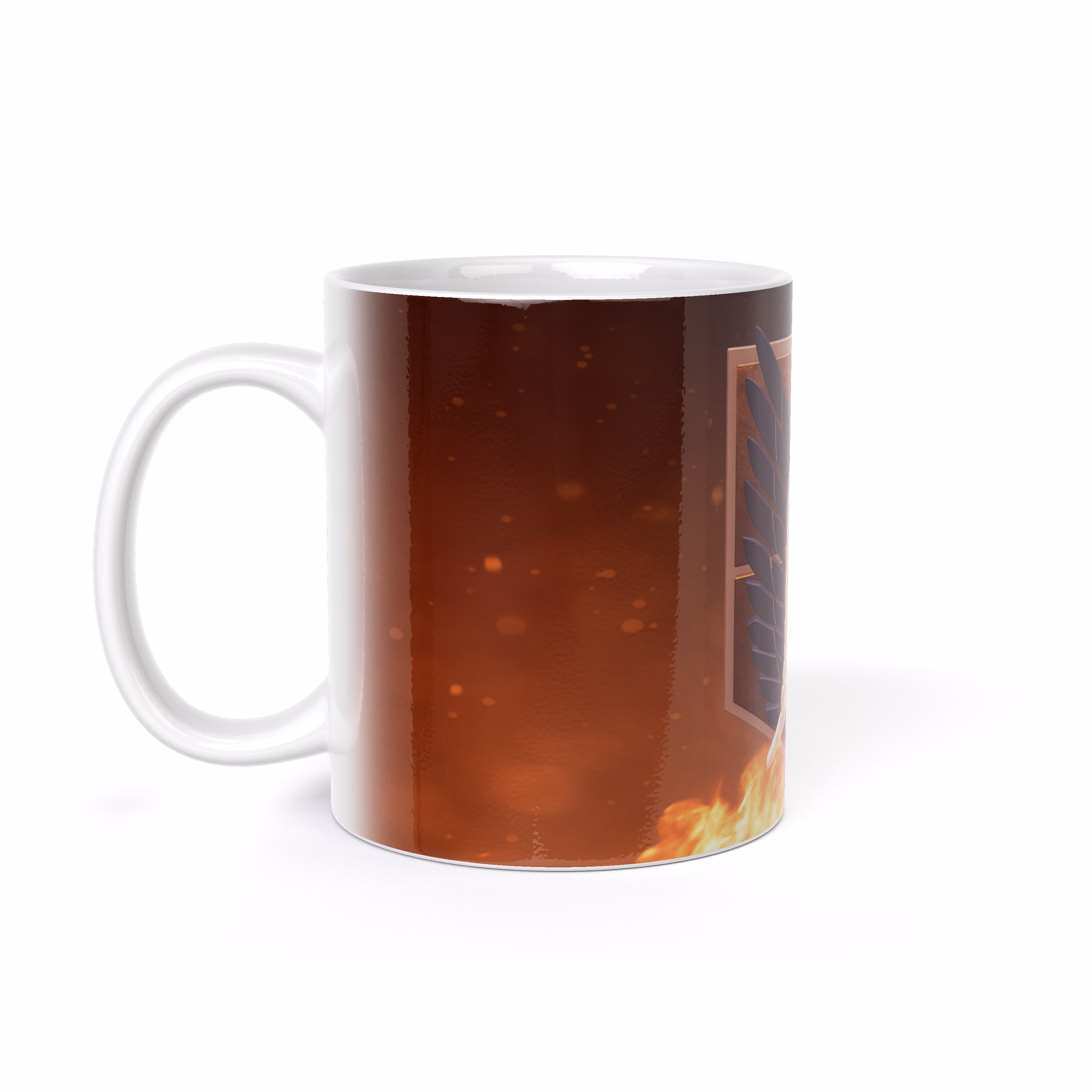 Кружка "Атака титанов эмблема в огне"