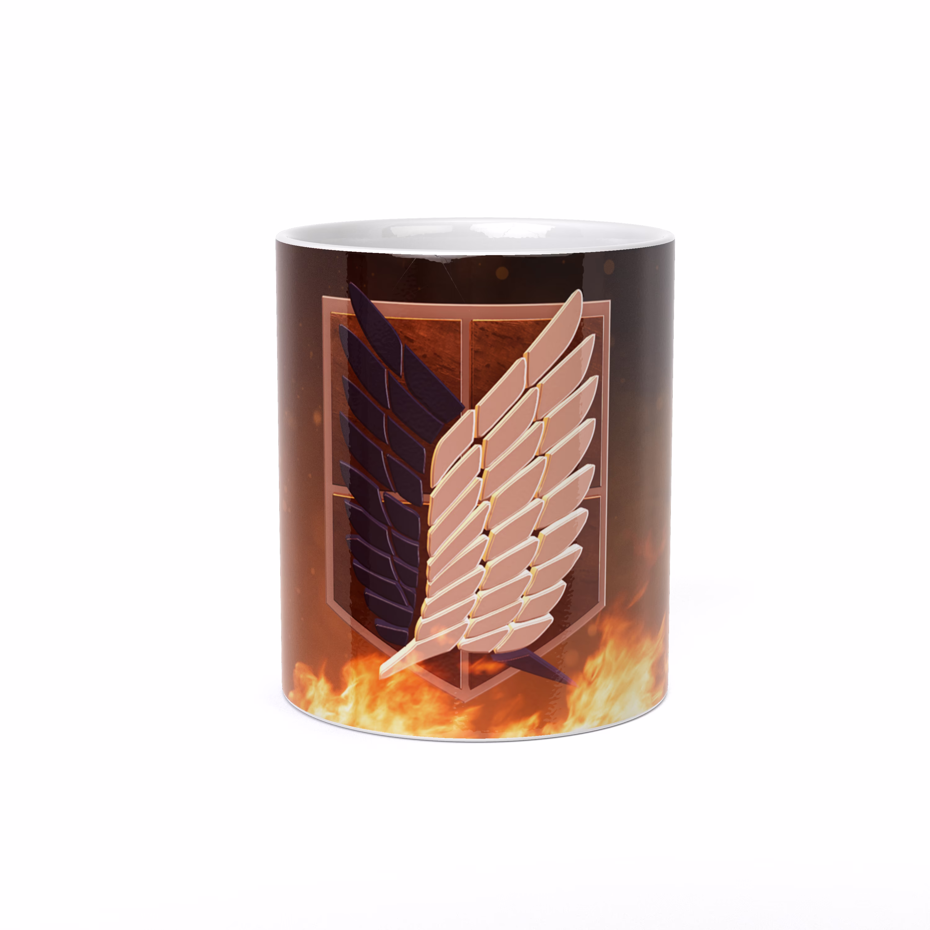 Кружка "Атака титанов эмблема в огне"