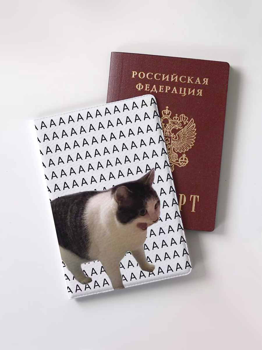 Обложка для паспорта "Мем кот ААААА"