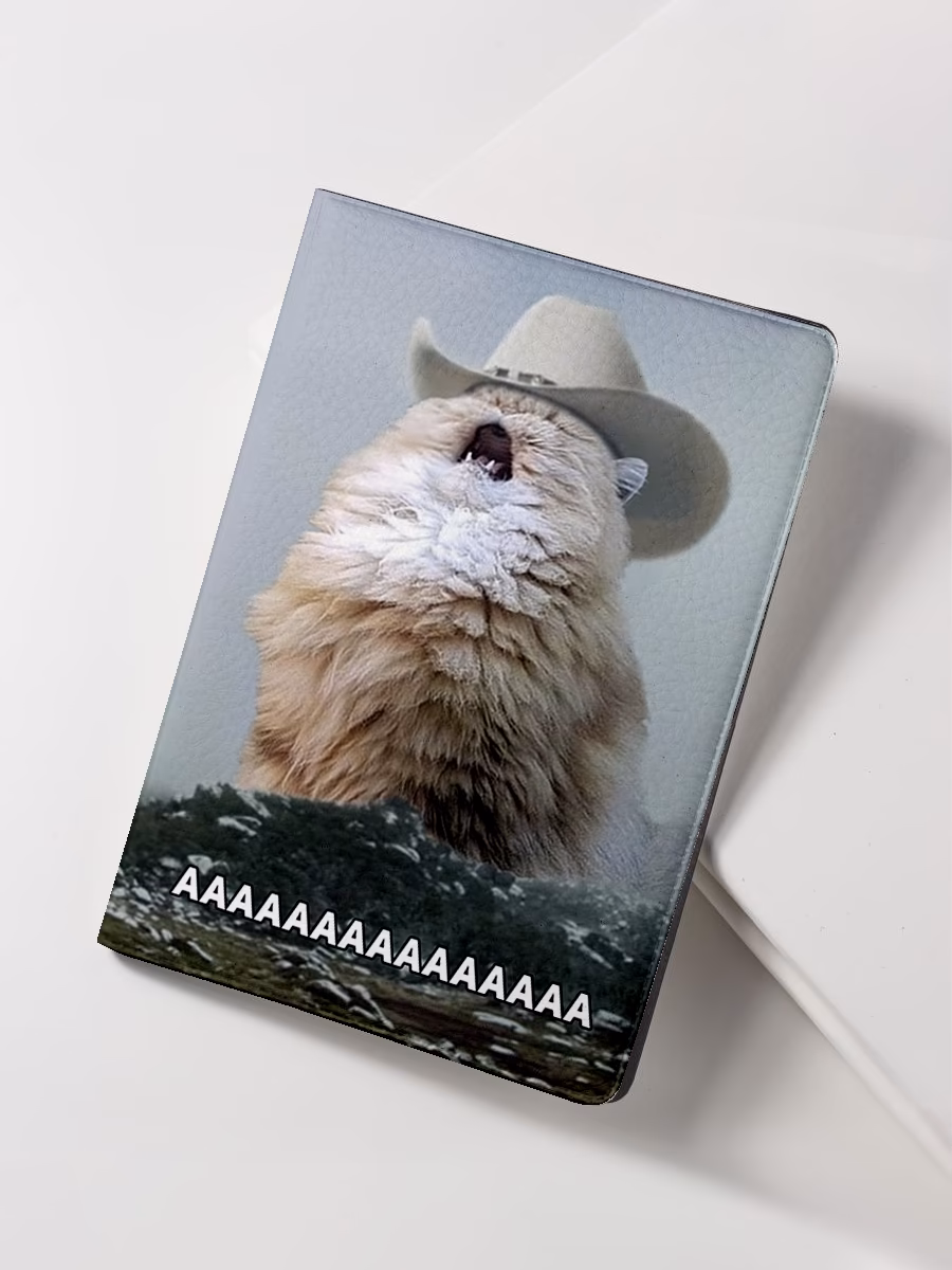 Обложка для паспорта "Мем кот в шляпе АААААААА"